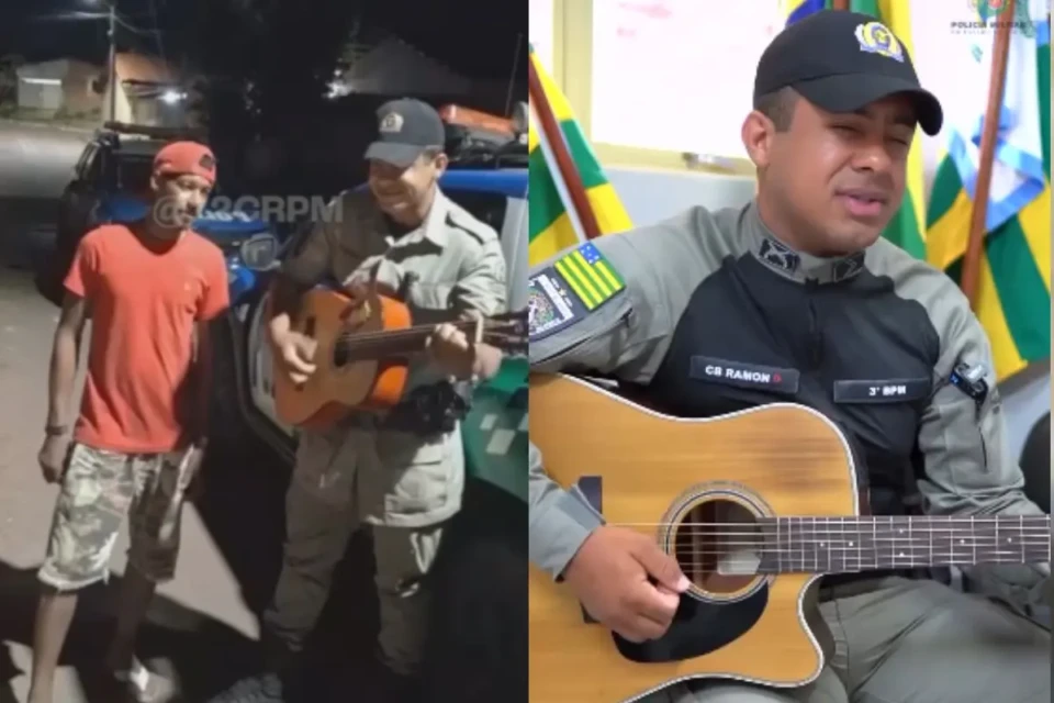 Policial de GO que viralizou cantando 'modão' em abordagem volta a mostrar talento (Foto: Reprodução)