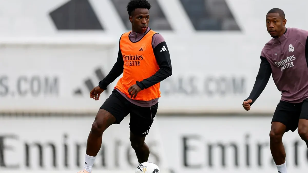 Vini Jr em treino do Real Madrid