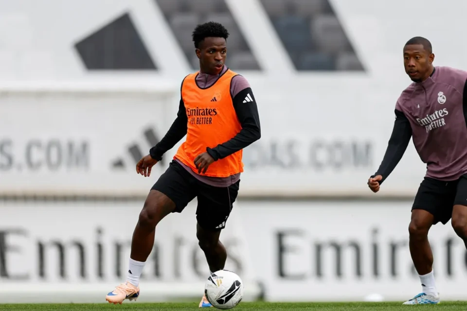 Vini Jr em treino do Real Madrid