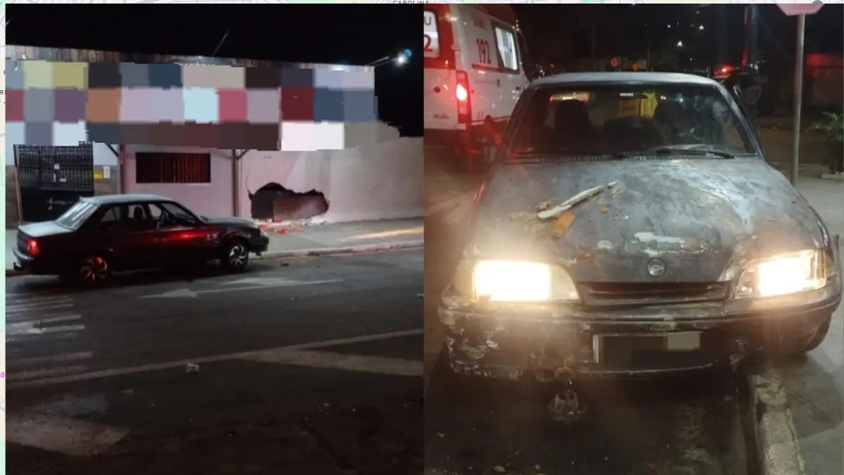 Veículo danificou muro - (Foto: reprodução/PM)