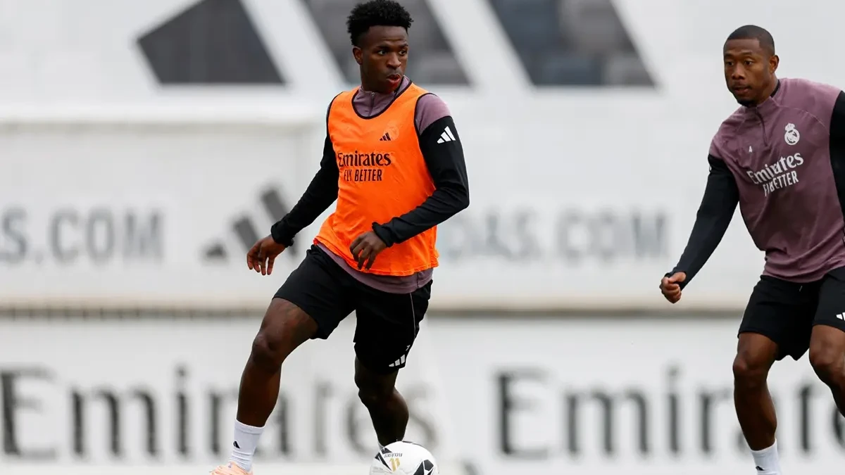 Vini Jr em treino do Real Madrid