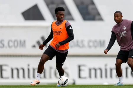 Vini Jr em treino do Real Madrid