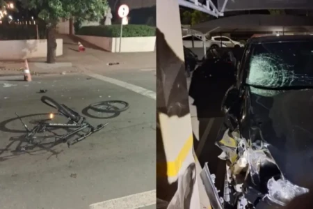 Bicicleta e caminhonete envolvidas no acidente - (Foto: Divulgação/PM)