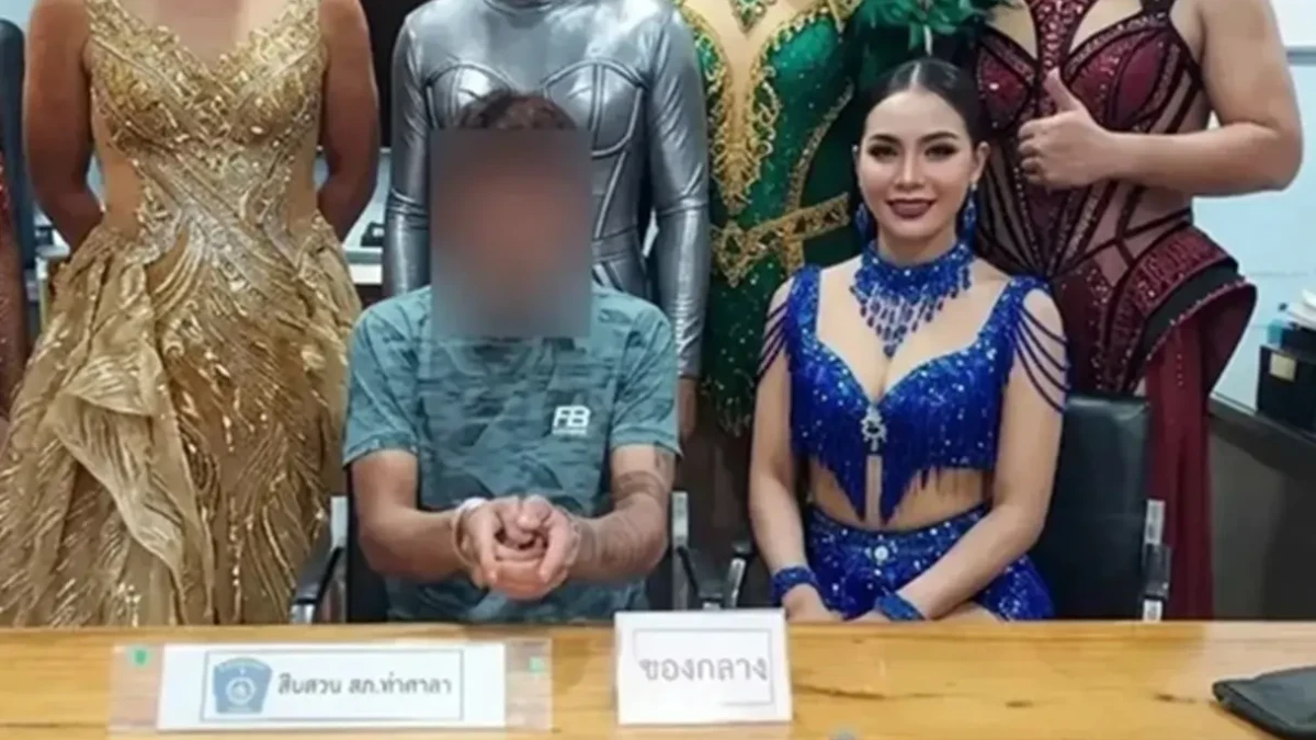 Policiais usam fantasias femininas para prender traficante em festival de dança na Tailândia foto agentes se disfarçaram de grupo feminino