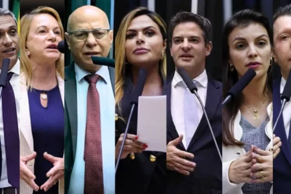 Foto colagem mostra parte da bancada goiana no Congresso nacional