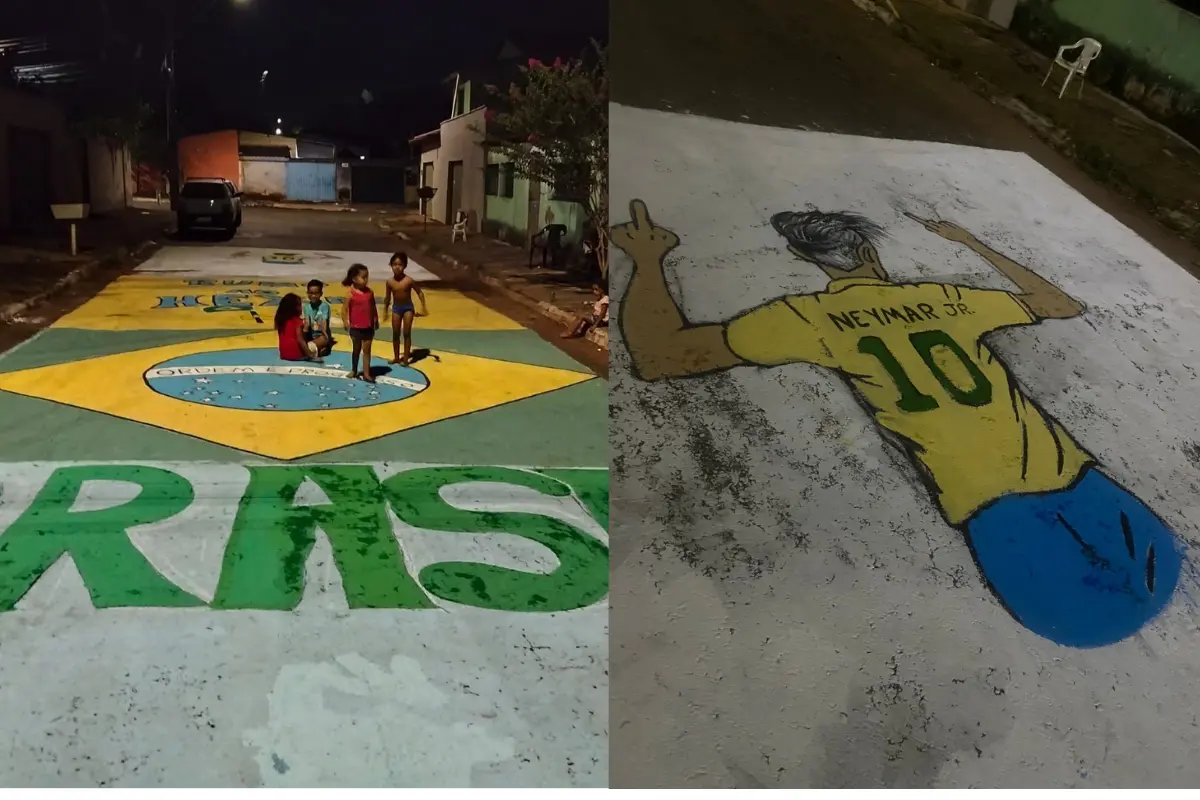 Moradores de Goiânia transformam rua em palco para a Copa do Mundo