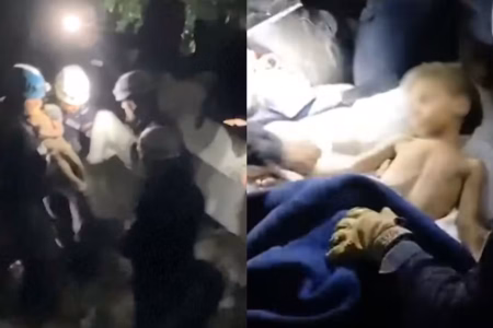 Criança de três anos é resgatada de escombros no sexto dia de operações após terremotos na Venezuela Klieber Moran foi o único resgatado