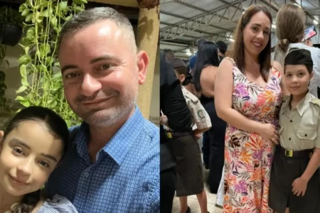 Rogério ao lado da filha, Isdora; Leila ao lado da filha, Mari - (Foto: arquivo pessoal)