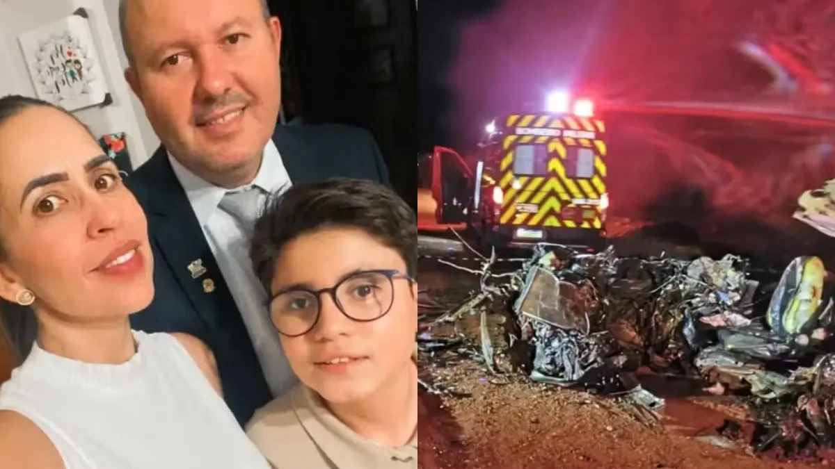 Imagem do acidente e da família