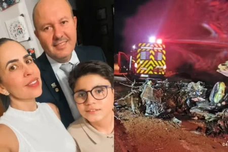Imagem do acidente e da família