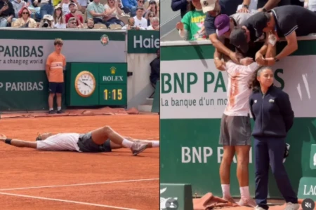 Vídeo: a reação do goiano Guto Miguel ao vencer Roland Garros (Foto: Reprodução)