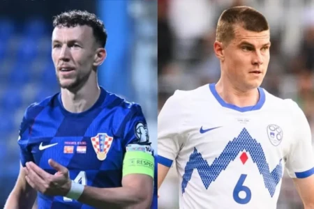 Perisic, da Croácia, e Bijol, da Eslovênia (Foto: Instagram)