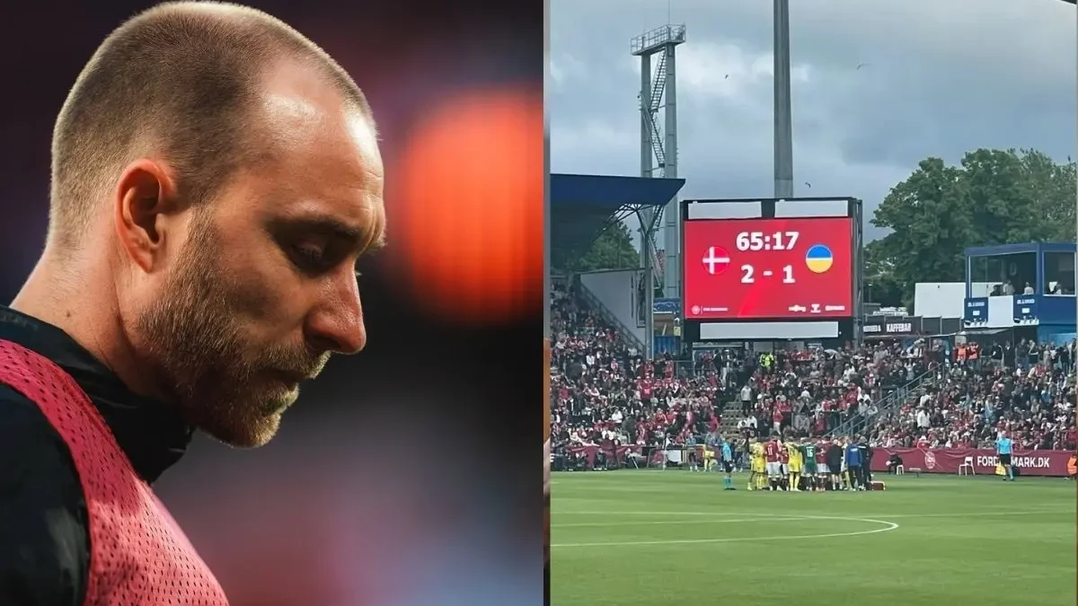 Eriksen desmaia em campo durante amistoso da Dinamarca (Foto: Reprodução)