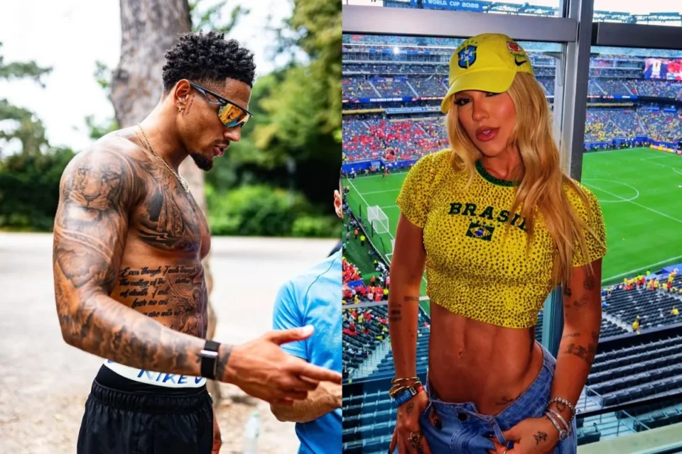 Goleiro Maduka Okoye e a influenciadora Virginia Fonseca (Fotos: Instagram)