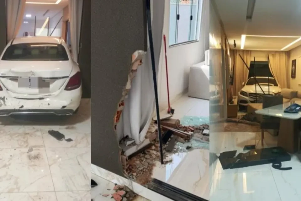 Mercedes e casa foram danificados durante invasão - (Foto: eprodução/PM)