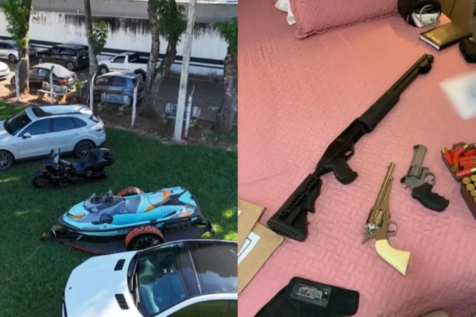 Veículos e armas apreendidas - (Foto: reprodução/PC)