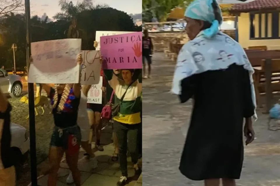 Vídeo: manifestação cobra justiça para mulher agredida por empresário em Pirenópolis Vítima precisou ser internada em UTI
