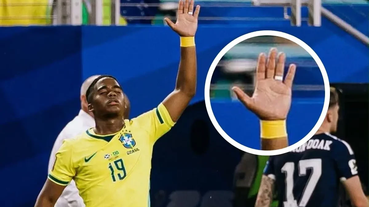 Endrick usa esparadrapo para não tirar aliança no jogo e recebe elogios: 'nosso príncipe' (Foto: Instagram)
