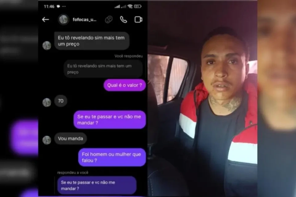 Lucas José dos Santos, de 23 anos, extorquindo vítima - (Foto: reprodução/PC)