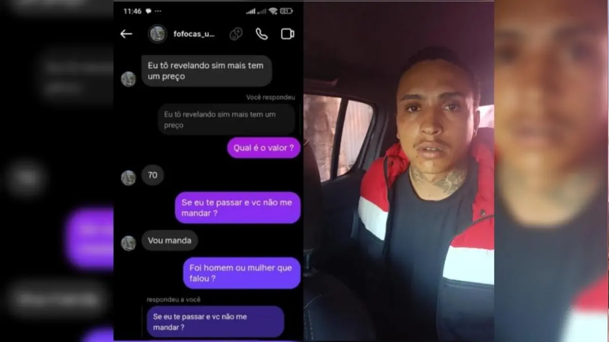 Lucas José dos Santos, de 23 anos, extorquindo vítima - (Foto: reprodução/PC)