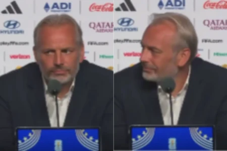Técnico do Congo é informado sobre morte do pai durante entrevista (Foto: Reprodução)