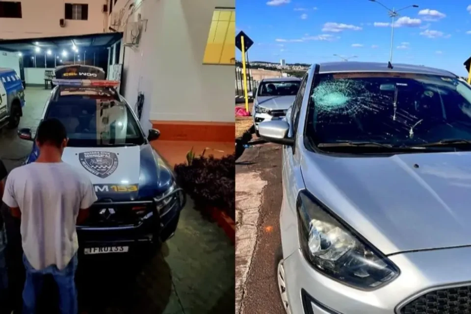 Carro dafinicado e dupla presa - (Foto: reprodução/GCM)