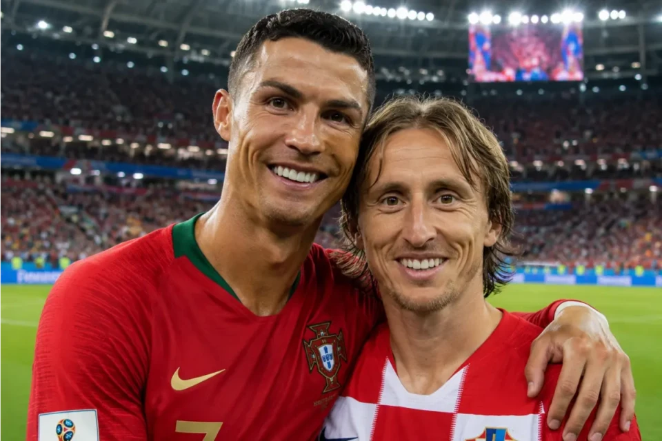 Cristiano Ronaldo ou Modric: um deles pode fazer hoje o último jogo em Copas (Foto: IA)