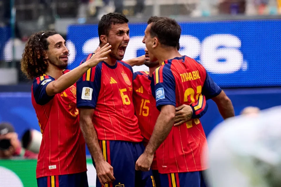 Comemoração de jogadores da Espanha (Foto: Instagram)