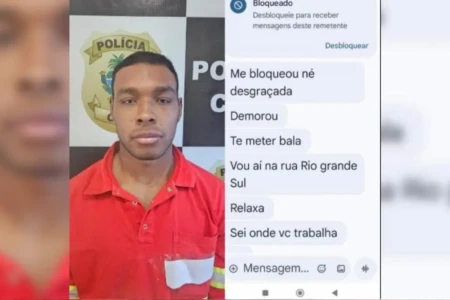 Júnio Francisco Cardoso, de 25 anos, ameaçando vítima - (Foto: reprodução/PC)