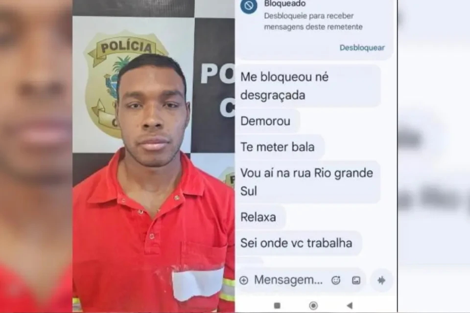 Júnio Francisco Cardoso, de 25 anos, ameaçando vítima - (Foto: reprodução/PC)