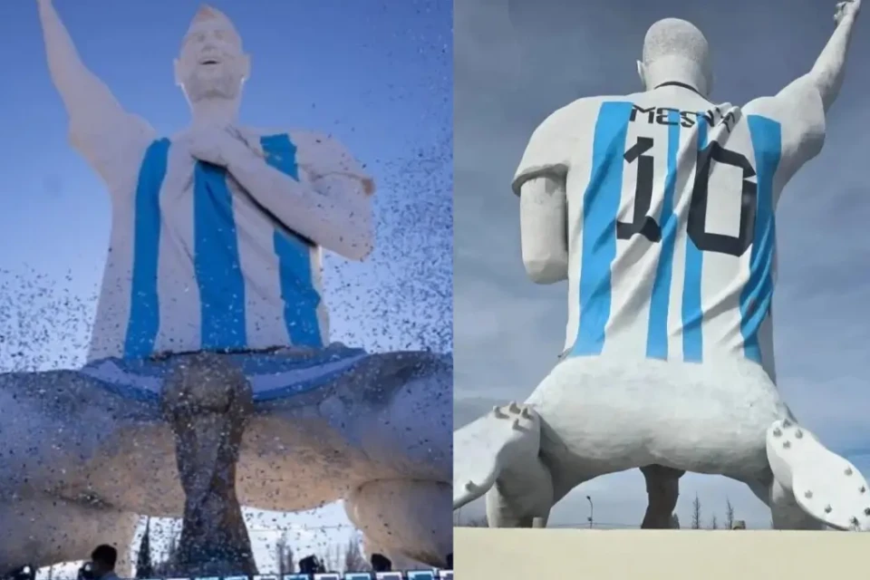 Estátua que homenageia Messi na Argentina vira meme nas redes sociais (Foto: Reprodução)