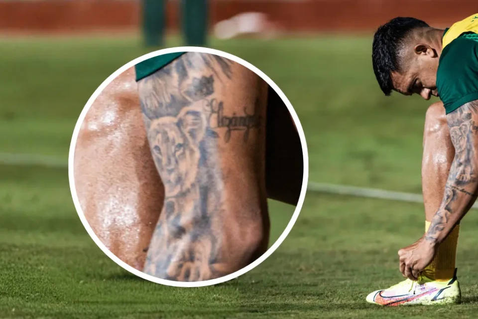 Jogador recém-chegado ao Vila Nova tem tigre tatuado no braço (Foto: Instagram)