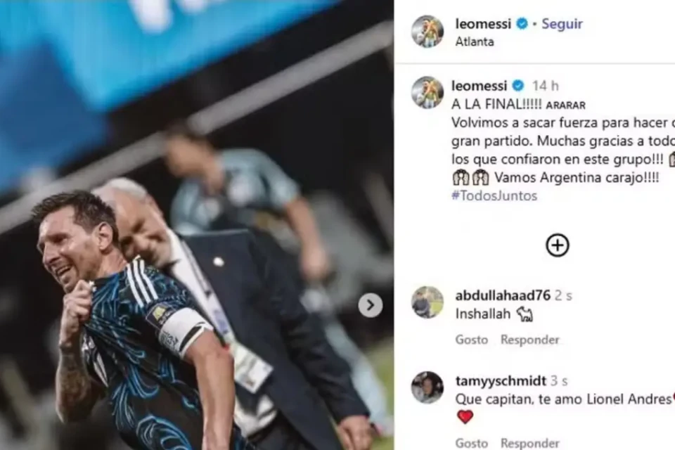 Post de Messi após a partida contra a Inglaterra (Foto: Reprodução/Instagram)