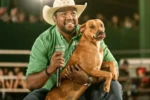Cachorro invadiu a arena durante um rodeio Vira-lata caramelo que enfrentou touro em Rialma é adotado por locutor e ganha nome vídeo