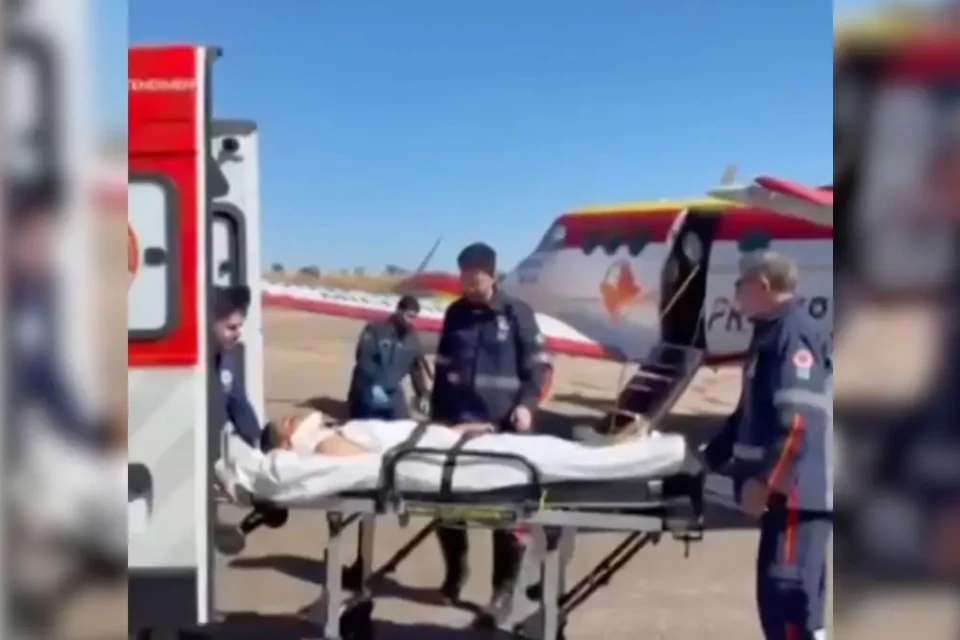 Vereador de Uruaçu Paulo Canto é transferido de helicóptero para o Hugol (Foto: Reprodução)