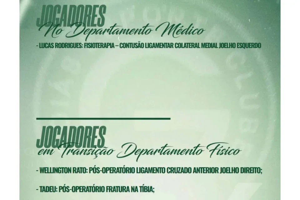 Goiás confirma em presskit que Tadeu está em transição do departamento físico