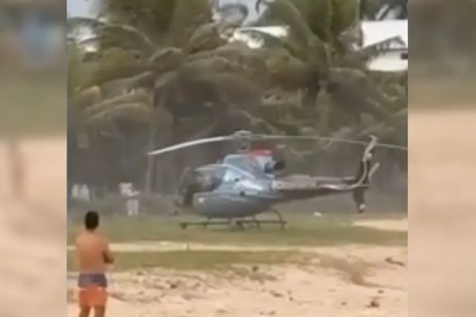 Antônio Simões foi levado de helicóptero para uma unidade de saúde, mas não resistiu (Foto: Reprodução TV Anhanguera)