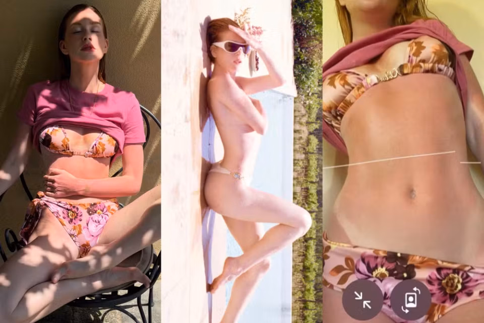 Marina Ruy Barbosa choca web com puxadinha no biquíni e topless fotos Atriz chamou atenção dos seguidores ao surgir com marquinha de sol