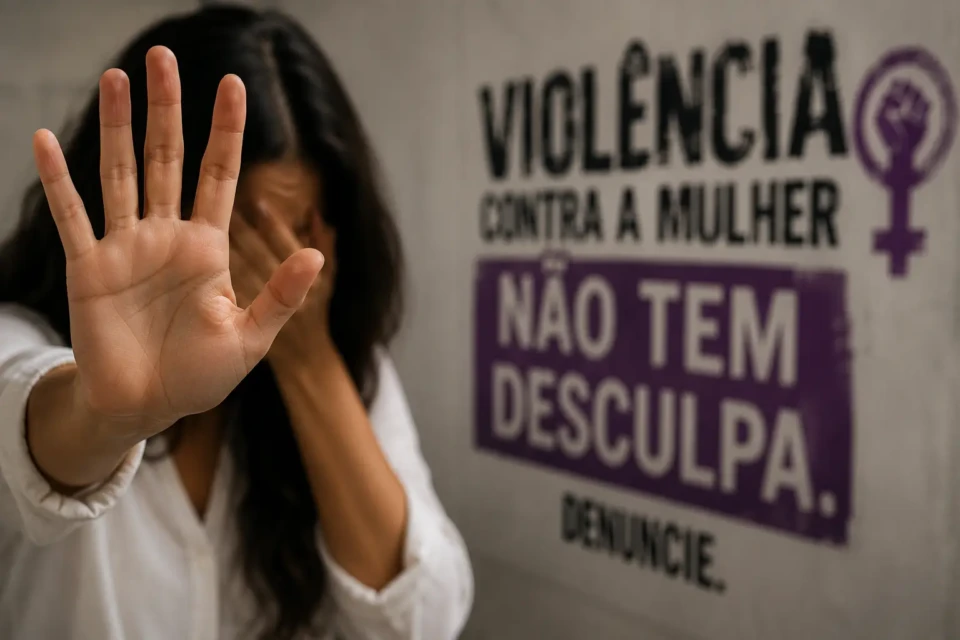 Mulher faz gesto de pedido de socorro em representação da violência doméstica e do feminicídio, tema que voltou a preocupar em Goiás após o aumento dos casos registrados no estado. Foto: Banco de imagens/Canva.
