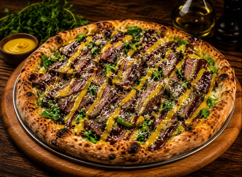 Sampa Pizza - Pizza Picanha na Mostarda Massa de pizza napolitana - O prato faz parte da 1ª edição do Circuito “Rota Gastronômica”.