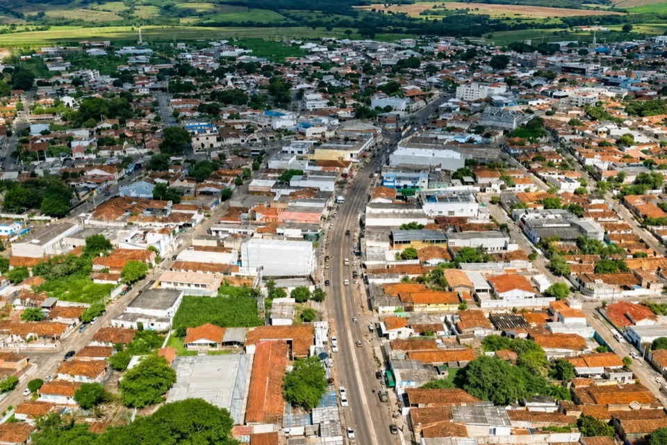 Vista aérea de Indiara, município onde lei alterou a denominação do cargo de Vigia/Portaria para Guarda Municipal — Foto: Divulgação