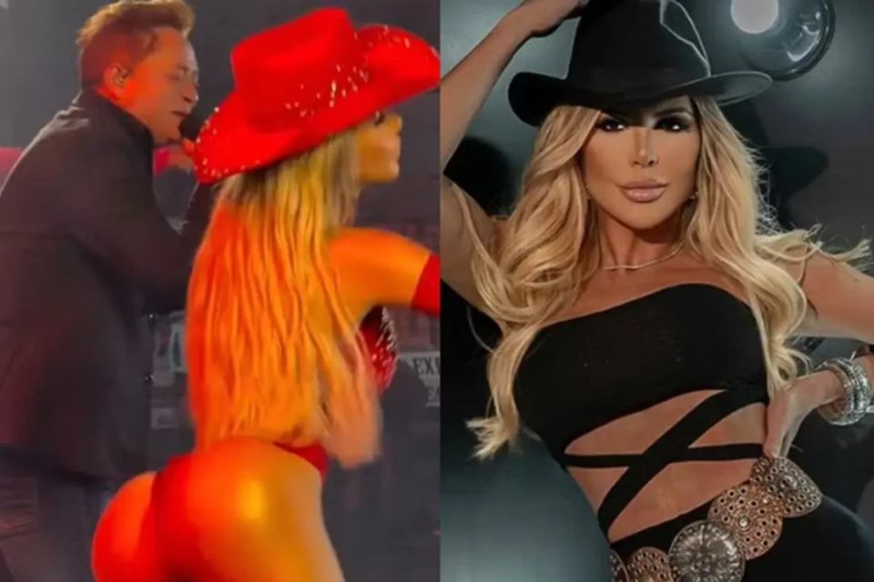 Quem é a bailarina de Leonardo que causou polêmica com figurino sexy em show? Veja fotos Lane Cavalcante bumbum totalmente à mostra