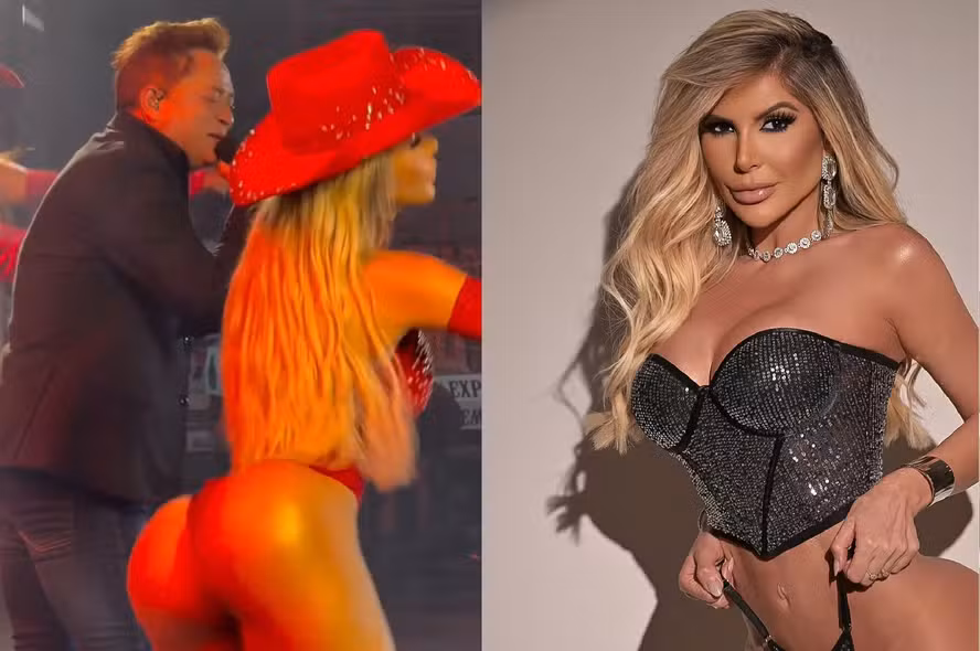 Quem é a bailarina de Leonardo que causou polêmica com figurino sexy em show? Veja fotos Lane Cavalcante bumbum totalmente à mostra
