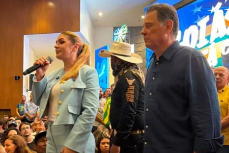 Viúva de Maguito declara apoio a Marconi e diz que ex-governador 'a fez voltar a ter sonhos' (Foto: Maria Clara Barreto)