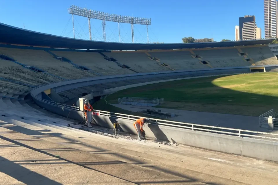 As frentes de trabalho estão concentradas na modernização do estádio (Foto: Divulgação / Complexo Serra Dourada)