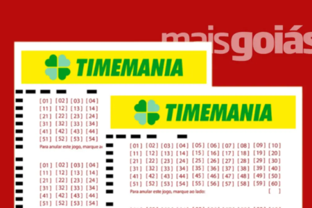 Cartela da Timemania com fundo do Mais Goiás