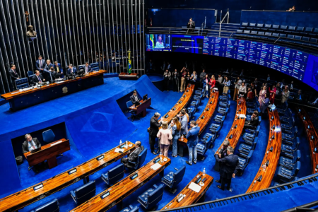 CPlenário do Senado Federal, que inicia nesta segunda-feira (10) uma semana de esforço concentrado com votações e debates sobre gás de cozinha, emprego, direitos trabalhistas, saúde e educação digital. (Foto: Carlos Moura/Agência Senado)