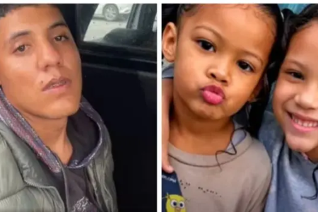 pai das crianças e as duas meninas, vítimas de um crime em São Paulo
