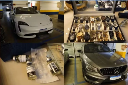 Com o grupo, foram apreendidos carros de luxo, joias e anabolizantes falsos (Foto: PCDF)