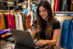 Lojista utiliza celular e computador para atender clientes por canais digitais, modelo de venda que ganha espaço na Região da 44, em Goiânia. (Foto: AER-44)